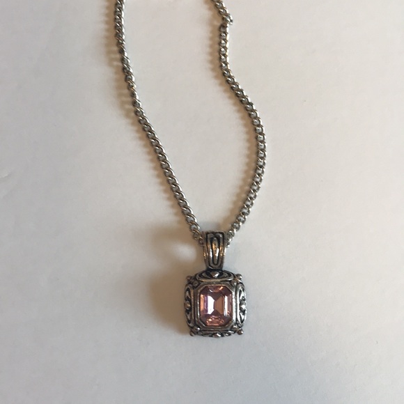 Pink Rhinestone Necklace Silvertone Chunky - Picture 2 of 6